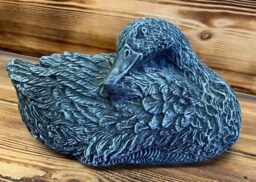 Stone Garden Cute Laying Sleeping Goose Duck Swan Statue Ornament - thumbnail 1