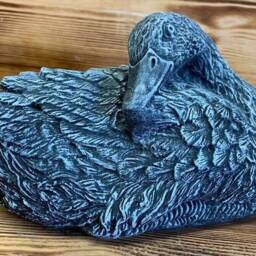 Stone Garden Cute Laying Sleeping Goose Duck Swan Statue Ornament - thumbnail 2