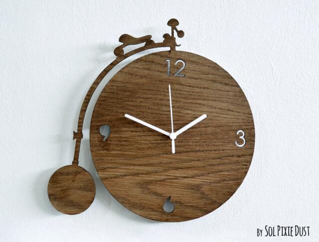Penny Farthing Vintage Bicycle White - Wooden Wall Clock - image 1