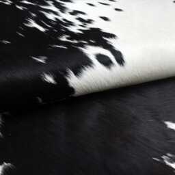 Black & White Cowhide Rug Small Natural Hair-On Leather - 39x37 Inches - thumbnail 3