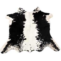 Black & White Cowhide Rug Small Natural Hair-On Leather - 39x37 Inches - thumbnail 1