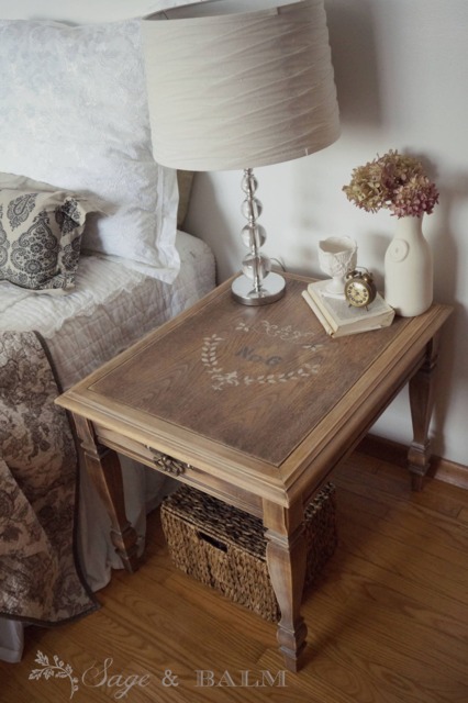 Sold - French Farmhouse Shabby Chic Painted Night Stand Side-Table End Table, Cottage Style Antique Vintage Driftwood Table - image 1