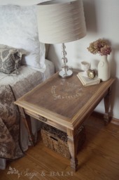 Sold - French Farmhouse Shabby Chic Painted Night Stand Side-Table End Table, Cottage Style Antique Vintage Driftwood Table - thumbnail 1