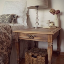 Sold - French Farmhouse Shabby Chic Painted Night Stand Side-Table End Table, Cottage Style Antique Vintage Driftwood Table - thumbnail 2