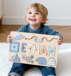 Personalized Baby Name Puzzle, Custom Kids Busy Board, Early Learning Birthday Gift For Kids, Shower Gift, Christmas