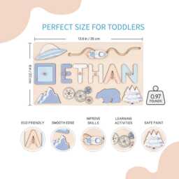 Personalized Baby Name Puzzle, Custom Kids Busy Board, Early Learning Birthday Gift For Kids, Shower Gift, Christmas - thumbnail 3