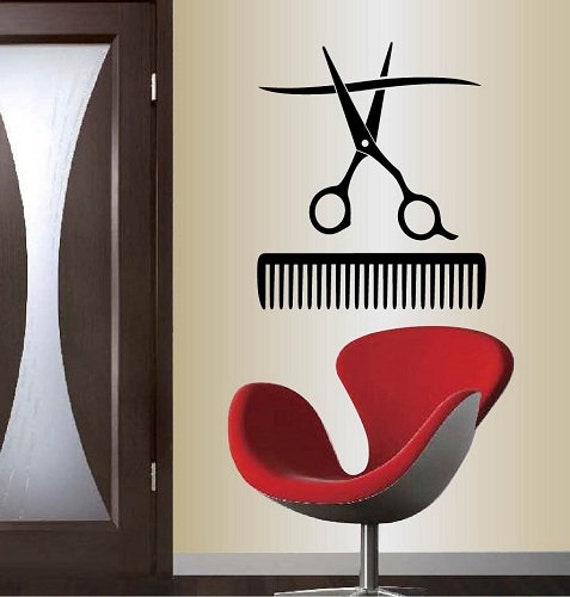 In-Style Decals Wall Vinyl Decal Home Decor Art Sticker Hair Dresser Tools Scissors Comb Beauty Salon Logo Removable Mural Design 215 - image 1