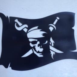 "Metal Pirate Jolly Roger Flag Wall Hanging 20"" X 16" - thumbnail 2