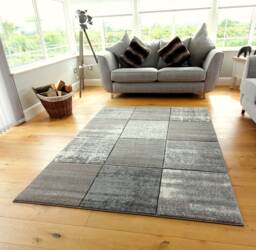 New Taupe Brown Silver Grey Cream Rugs Small Large Mats Modern Blocks Design UK