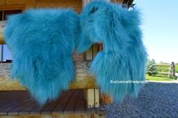 Turquoise Icelandic Dyed Genuine Sheepskin Lambskin Sheep Skin Rug Pelt Long Wool Soft Throw #2, Schaffell, Hygge - thumbnail 1
