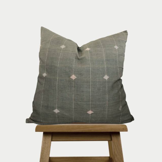 Heena Throw Pillow Cover- Green Cotton Stripe Cushion Cover -Handspun Handwoven Decorative Case - Australia - image 1