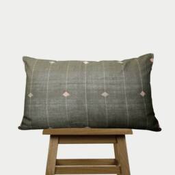Heena Throw Pillow Cover- Green Cotton Stripe Cushion Cover -Handspun Handwoven Decorative Case - Australia - thumbnail 2