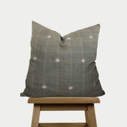 Heena Throw Pillow Cover- Green Cotton Stripe Cushion Cover -Handspun Handwoven Decorative Case - Australia - thumbnail 1