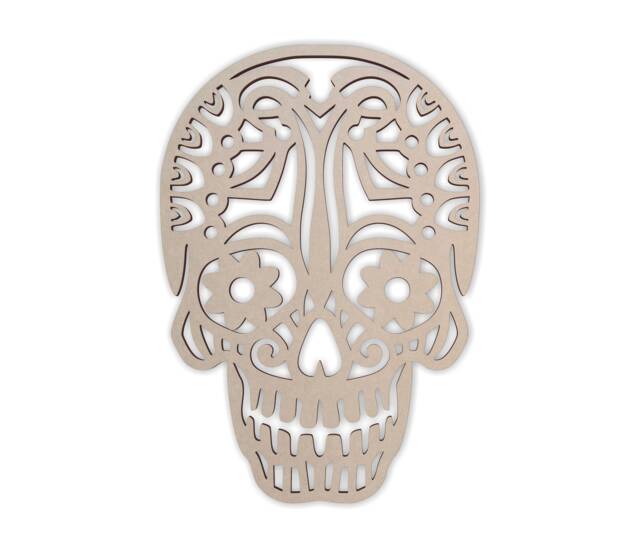 Unfinished Wooden Sugar Skull - Tribal Wall Art Decor - image 1