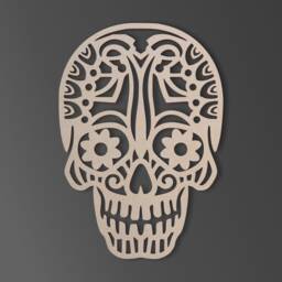Unfinished Wooden Sugar Skull - Tribal Wall Art Decor - thumbnail 2