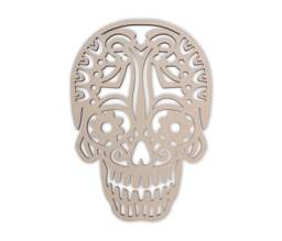 Unfinished Wooden Sugar Skull - Tribal Wall Art Decor - thumbnail 1