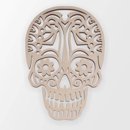 Unfinished Wooden Sugar Skull - Tribal Wall Art Decor - thumbnail 3
