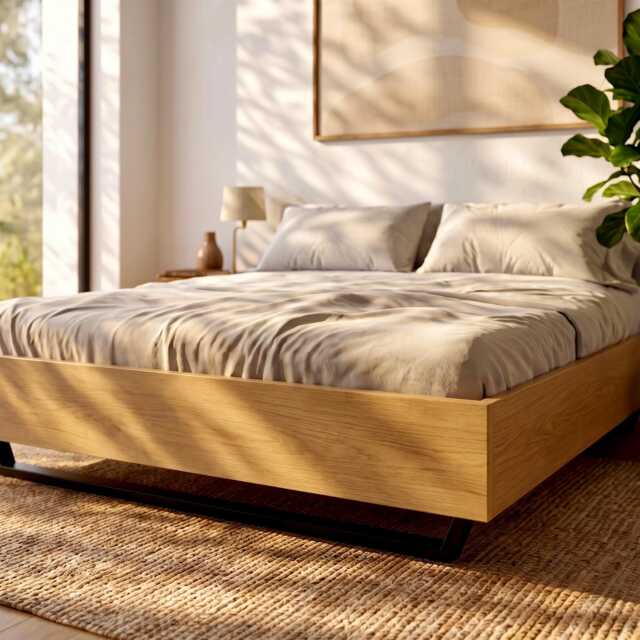 Solid Oak Bed Frame - Scandinavian Design Handmade Hakon - image 1
