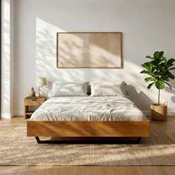 Solid Oak Bed Frame - Scandinavian Design Handmade Hakon - thumbnail 2