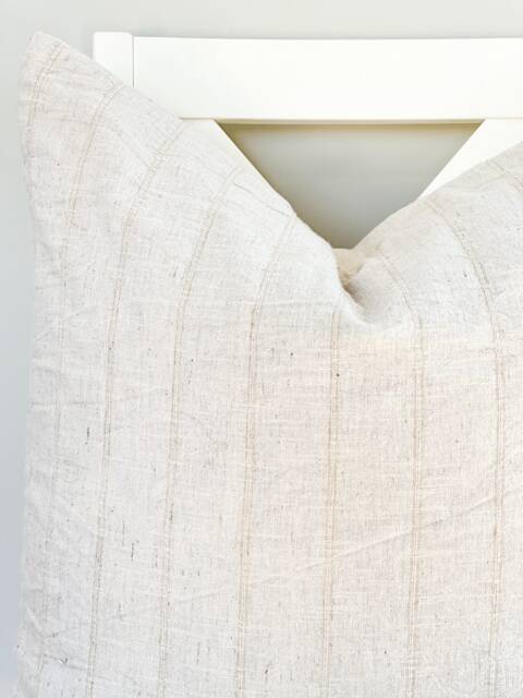 Vintage Hmong Hemp Pillow Neutral Striped Lumbar Throw - image 1