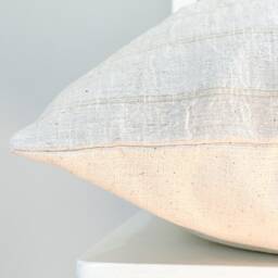 Vintage Hmong Hemp Pillow Neutral Striped Lumbar Throw - thumbnail 3