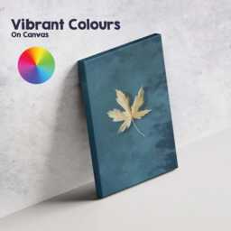 Minimalist Golden Autumn Maple Leaf On Deep Blue Background Canvas Wall Art Print Decor Picture Ready To Hang - thumbnail 4