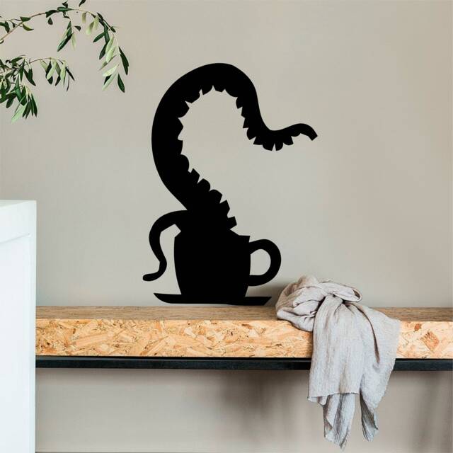 Tentacle in A Cup Vinyl Wall Art, Decal, Sticker, Transfer, Mural, Removable, Decor, Rent Friendly, Interior, Exterior, - 0536 - image 1