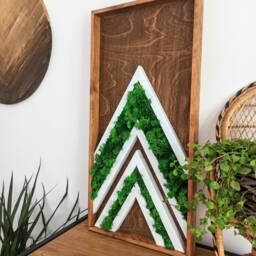 Framed Moss Wall Art Geometric Aztec Wood Decor - thumbnail 2