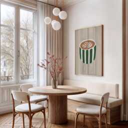 Coffee Wall Art Print, Scandi Kitchen Decor, Latte Poster, Bar Artwork, Neutral Cafe - thumbnail 2