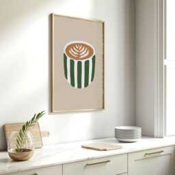 Coffee Wall Art Print, Scandi Kitchen Decor, Latte Poster, Bar Artwork, Neutral Cafe - thumbnail 3