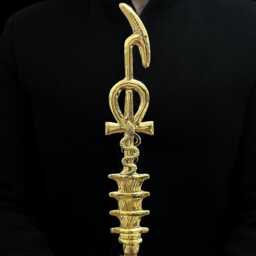 Was Scepter For God Osiris Staff With Brass & 24K Gold - thumbnail 2