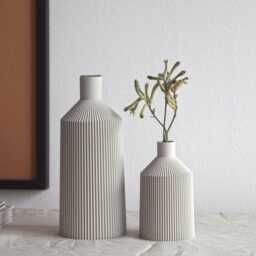 Vase D Sand Grey Waterproof Minimalist Modern Vases 3D Printing Made Of Bioplastic - thumbnail 1