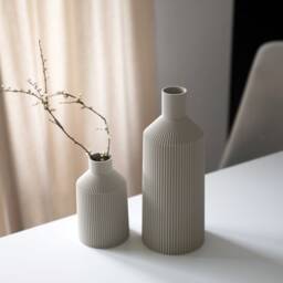 Vase D Sand Grey Waterproof Minimalist Modern Vases 3D Printing Made Of Bioplastic - thumbnail 2