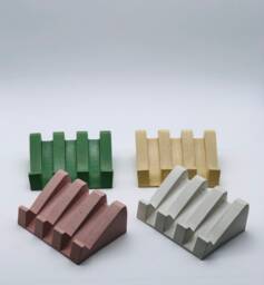 Slant Concrete Soap Dish - Modern Draining Holder, Handmade - thumbnail 1