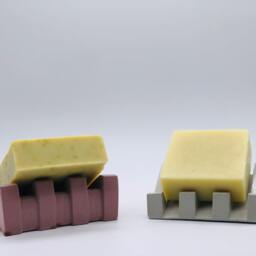Slant Concrete Soap Dish - Modern Draining Holder, Handmade - thumbnail 2
