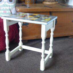 Table Side Table, Wooden, Decoupage, Wine - thumbnail 3