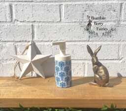 Soap Dispenser Hand Wash Blue Palm Trees Leaves Greece Style Decor Beach Seaside Nautical Coast Decoupaged Glass Handmade