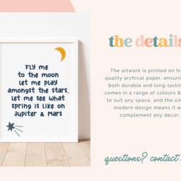 Fly Me To The Moon Print - Space Nursery, Children's Wall Art - thumbnail 3