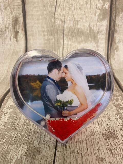 Valentine's Day Gift, Heart Snow Dome Photo Frame, Personalized Gift For Day, Boyfriend, Girlfriend Love - image 1