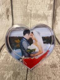 Valentine's Day Gift, Heart Snow Dome Photo Frame, Personalized Gift For Day, Boyfriend, Girlfriend Love - thumbnail 1
