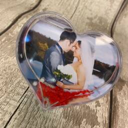 Valentine's Day Gift, Heart Snow Dome Photo Frame, Personalized Gift For Day, Boyfriend, Girlfriend Love - thumbnail 2