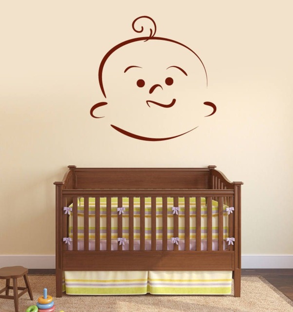 Wall Vinyl Decal Beauty Baby Cartoon Face With Emotion Decor For Kids Room - #2487Dn - image 1