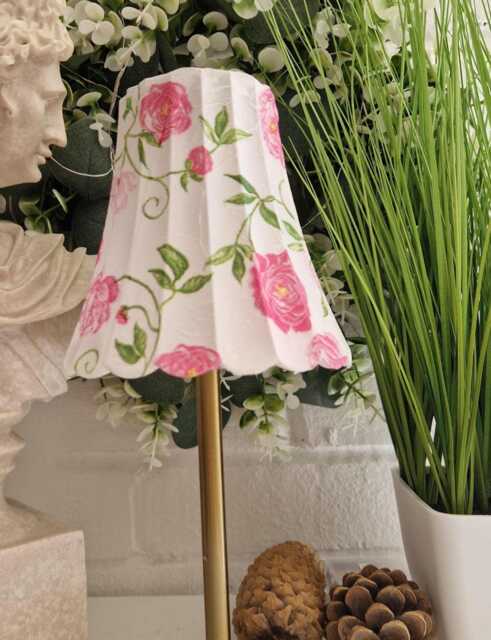 Cordless Touch Lamp. Beautiful Decoupaged Pink Floral Usb Rechargeable Table Lamp.hand Decorated.four Base Colours - image 1