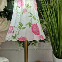 Cordless Touch Lamp. Beautiful Decoupaged Pink Floral Usb Rechargeable Table Lamp.hand Decorated.four Base Colours - thumbnail 2