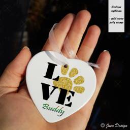 Golden Paw Love - Ornament Dog Cat Tile Personalized With Pet Name, Print, Christmas Ball, Pendant, Gift, Souvenir - thumbnail 3