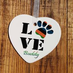 Golden Paw Love - Ornament Dog Cat Tile Personalized With Pet Name, Print, Christmas Ball, Pendant, Gift, Souvenir - thumbnail 2
