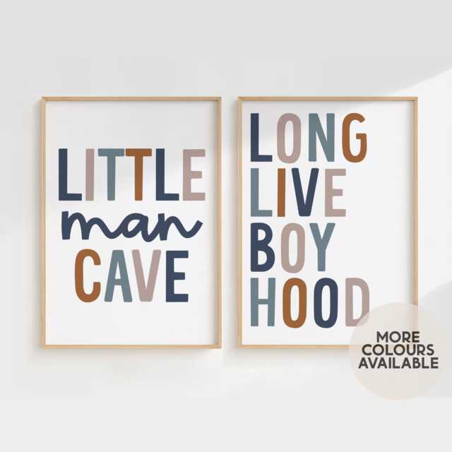 Boys Print Set -- Long Live Boyhood Print, Little Man Cave Brothers Prints, Playroom Cool Unframed - image 1