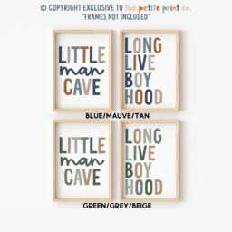 Boys Print Set -- Long Live Boyhood Print, Little Man Cave Brothers Prints, Playroom Cool Unframed - thumbnail 2