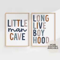 Boys Print Set -- Long Live Boyhood Print, Little Man Cave Brothers Prints, Playroom Cool Unframed - thumbnail 1