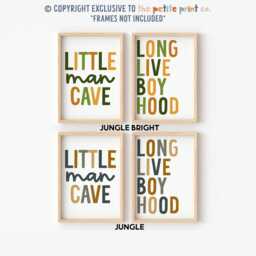Boys Print Set -- Long Live Boyhood Print, Little Man Cave Brothers Prints, Playroom Cool Unframed - thumbnail 3